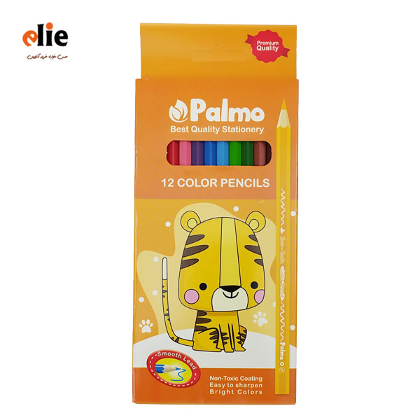 مداد رنگی 12 رنگ پالمو جعبه مقوایی طرح ببر