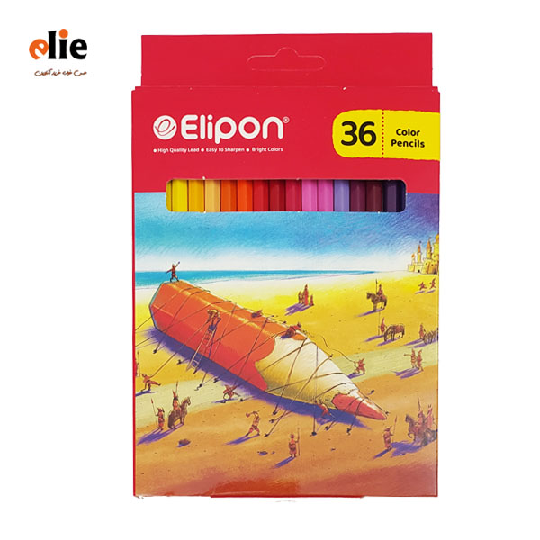 مداد رنگی 36 رنگ الیپون جعبه مقوایی