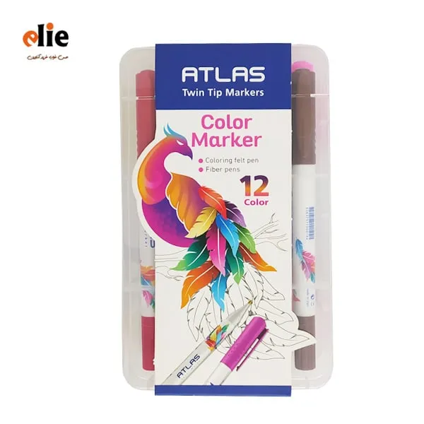 ماژیک رنگ آمیزی12 رنگ 2 سر اطلس